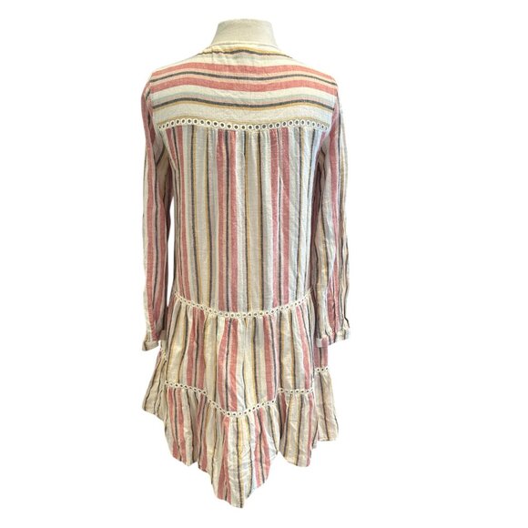 Caslon Multicolor Striped Long Sleeve Tassel Detail Dress Size S - Picture 4 of 8